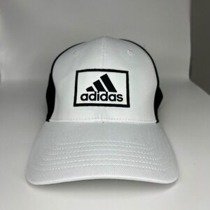Adidas Golf Cap White Black Mesh‎ Back Flex Fit Logo Fairway Collection Size S-M